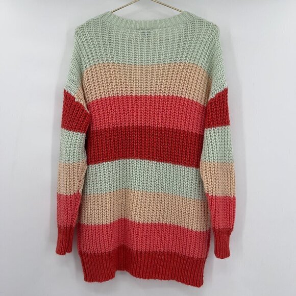 Torrid Plus Women's Multi Stripe Pullover V-Neck Long Sleeve Knit Sweater 1X - Picture 2 of 9